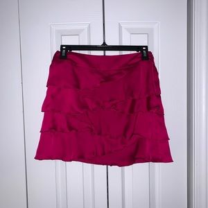 Pink ruffle mini skirt
